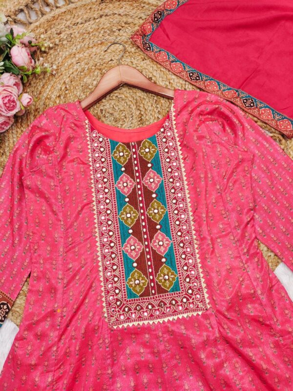chinon mirror work embroidered suit at krisvi wardrobe