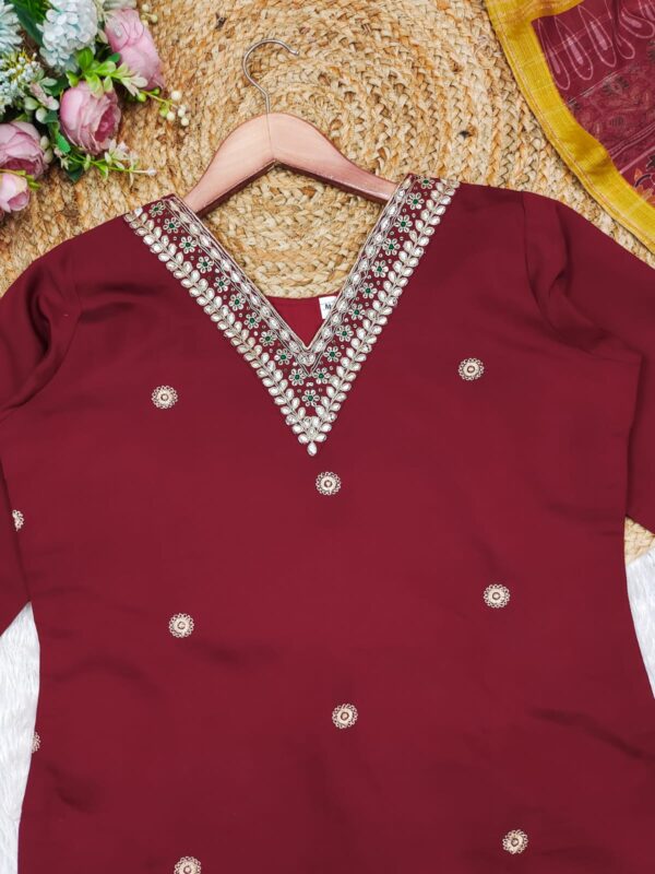 roman silk suit set with banarasi dupta at krisvi wardrobe