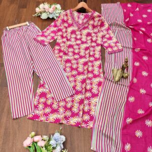 New Arrival: Elegant Flair Cotton Suit Set with Mirror Work
