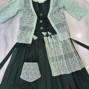 kids green frock with net coti at krisvi wardrobe