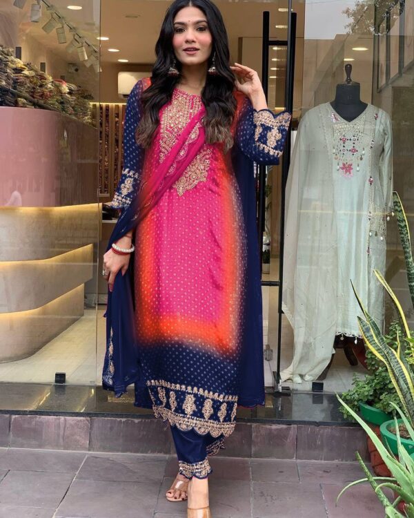 darkblue bandhni suit