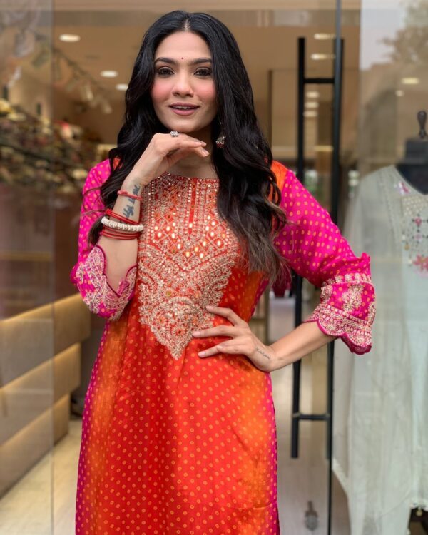 bandhni suit orange