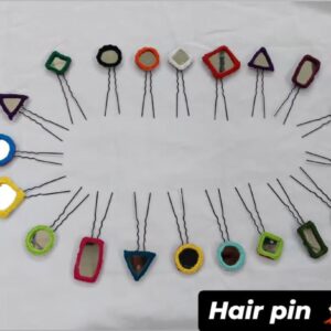 Handmade Navaratri Hair Pin with Mirror & Thread Work