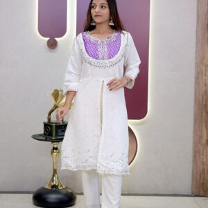 Premium Indo Western Dress for Women – Roman Silk Embroidered 2-Piece Set | Krisvi Wardrobe