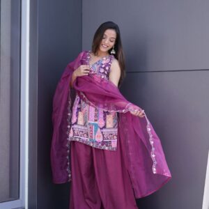 Premium Short Kurti Set| Designer Embroidered Kurti Set