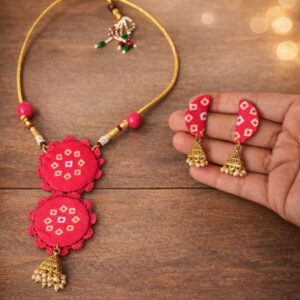 Round Shape Fabric Necklace Set