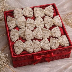 Off-White Woolen Hair Bow Clip