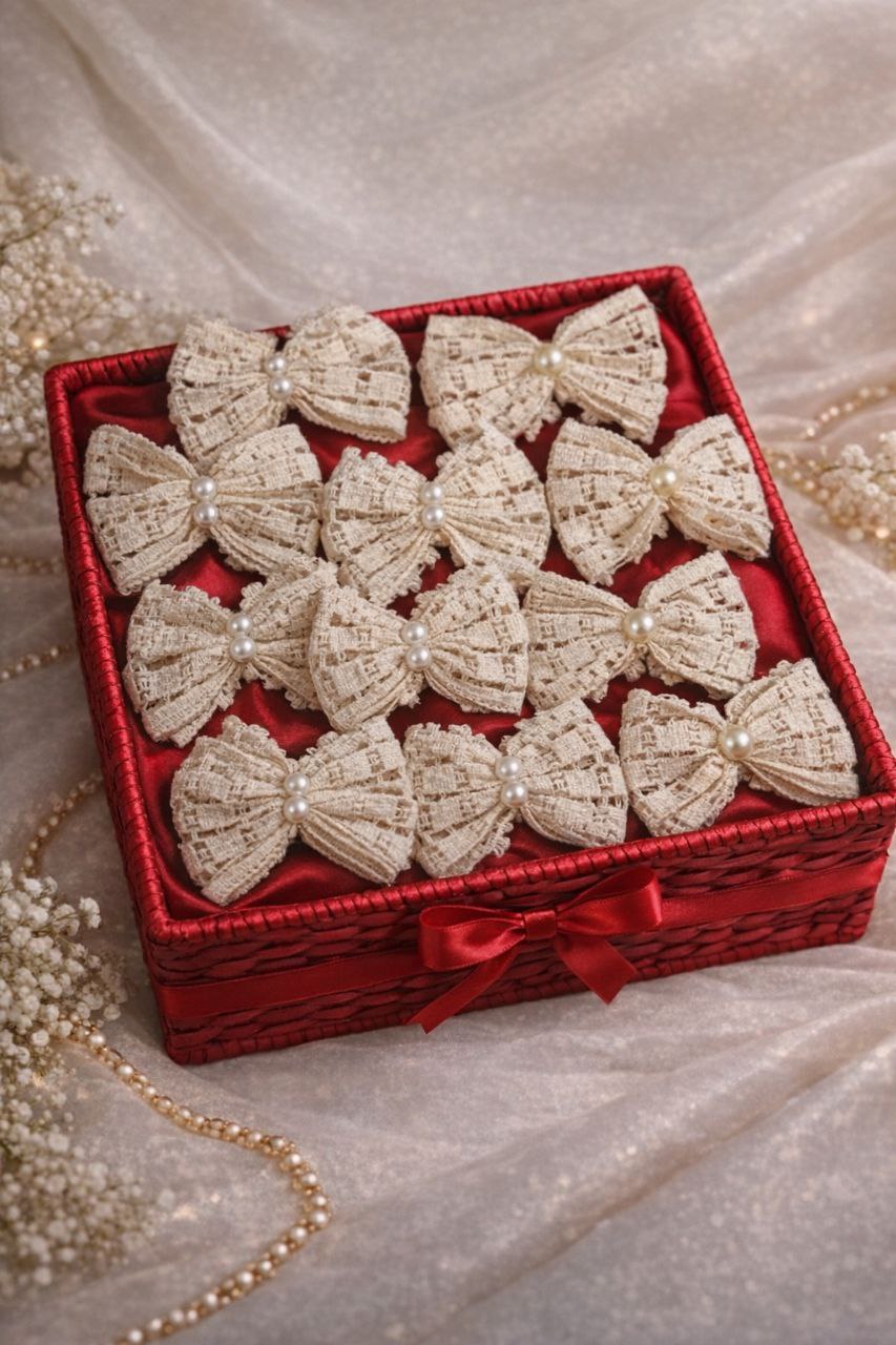 Off-White Woolen Hair Bow Clip