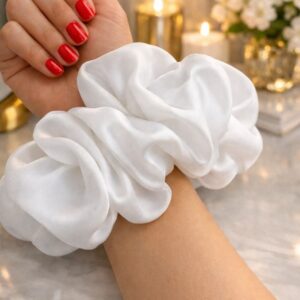 White Full-Size Soft Scrunchie
