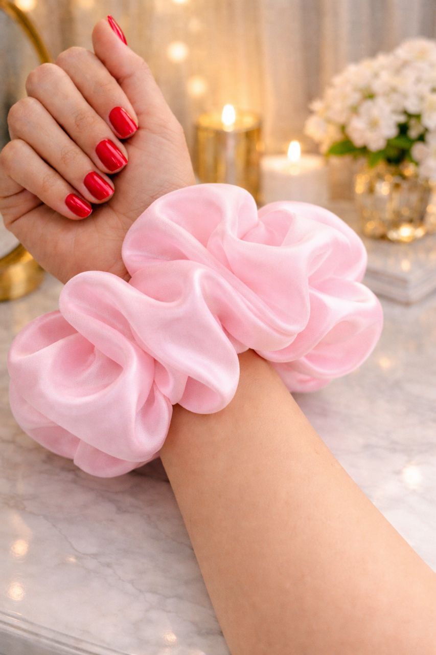 Full size baby pink scrunchie - Image 2