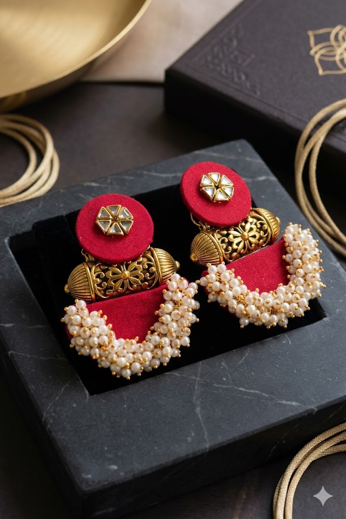 red earrings traditional krisvi