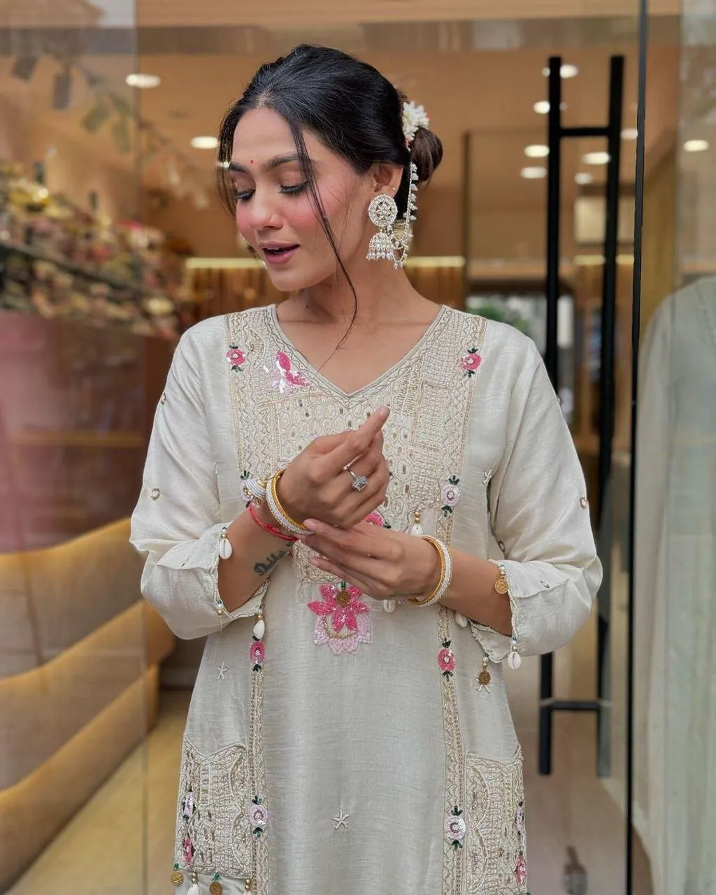 White Embroidered Dress